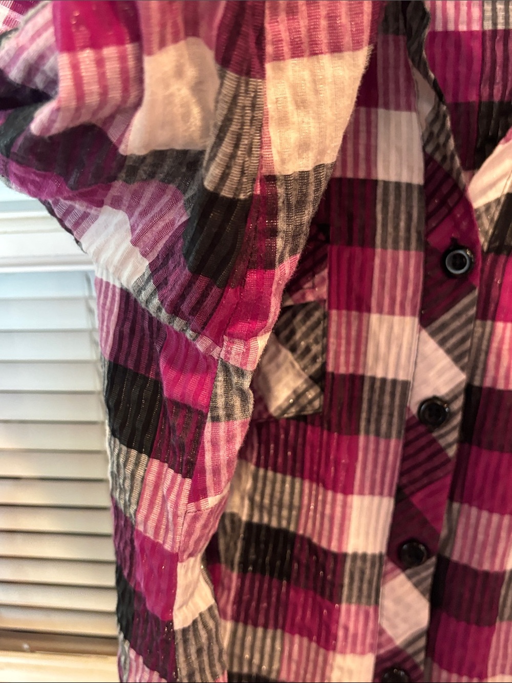 Cato Magenta, Black & White Plaid Button-Up Shirt size 22/24W - Picture 7 of 13